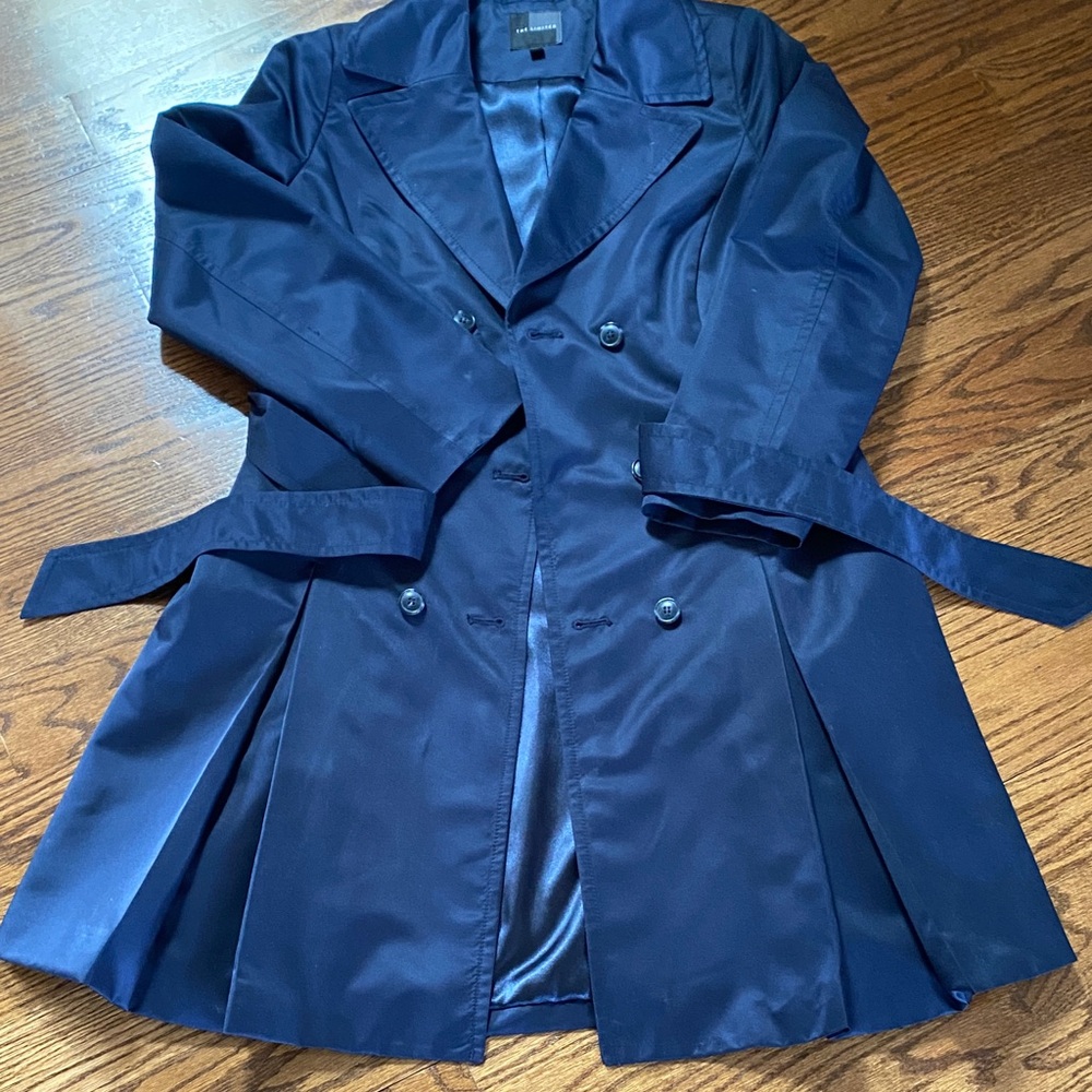 The Limited Navy Double-Breasted Trench Coat with Waist Tie